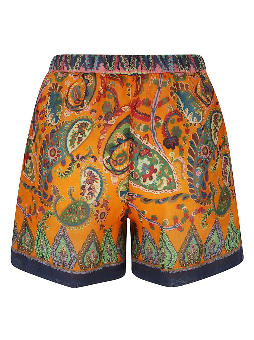 Etro Ramie Beach Shorts With Paisley Pattern And Side Pockets