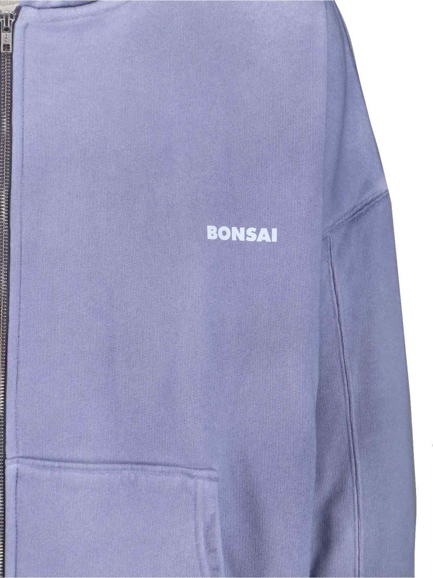 Bonsai Logo Zip Sweatshirt, In Light Blue Cotton