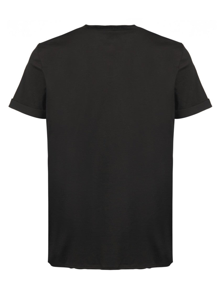 Saint Laurent Cropped Short-Sleeved T-Shirt With Centered Text Logo