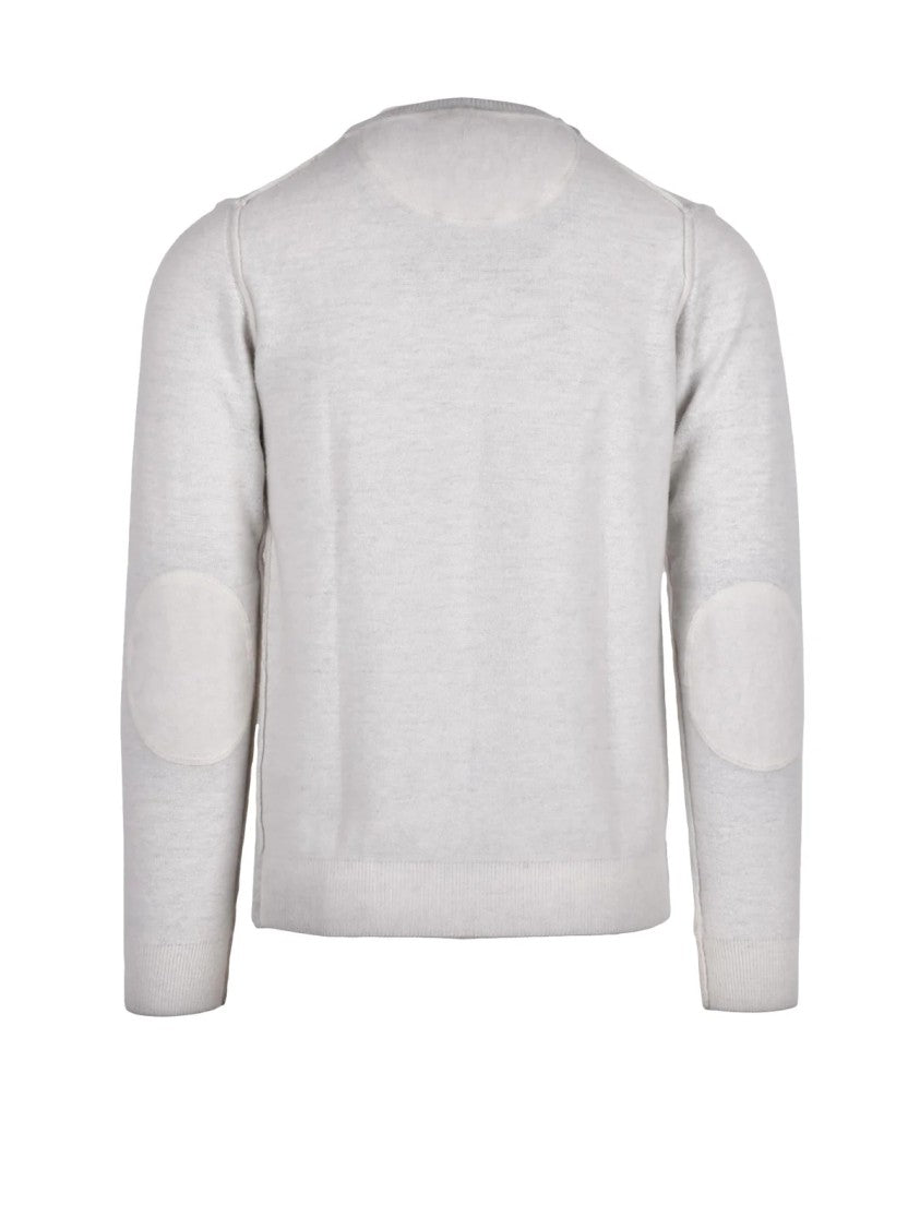 Bob Grey/Blue Wool-Blend Graphic Crewneck Sweater