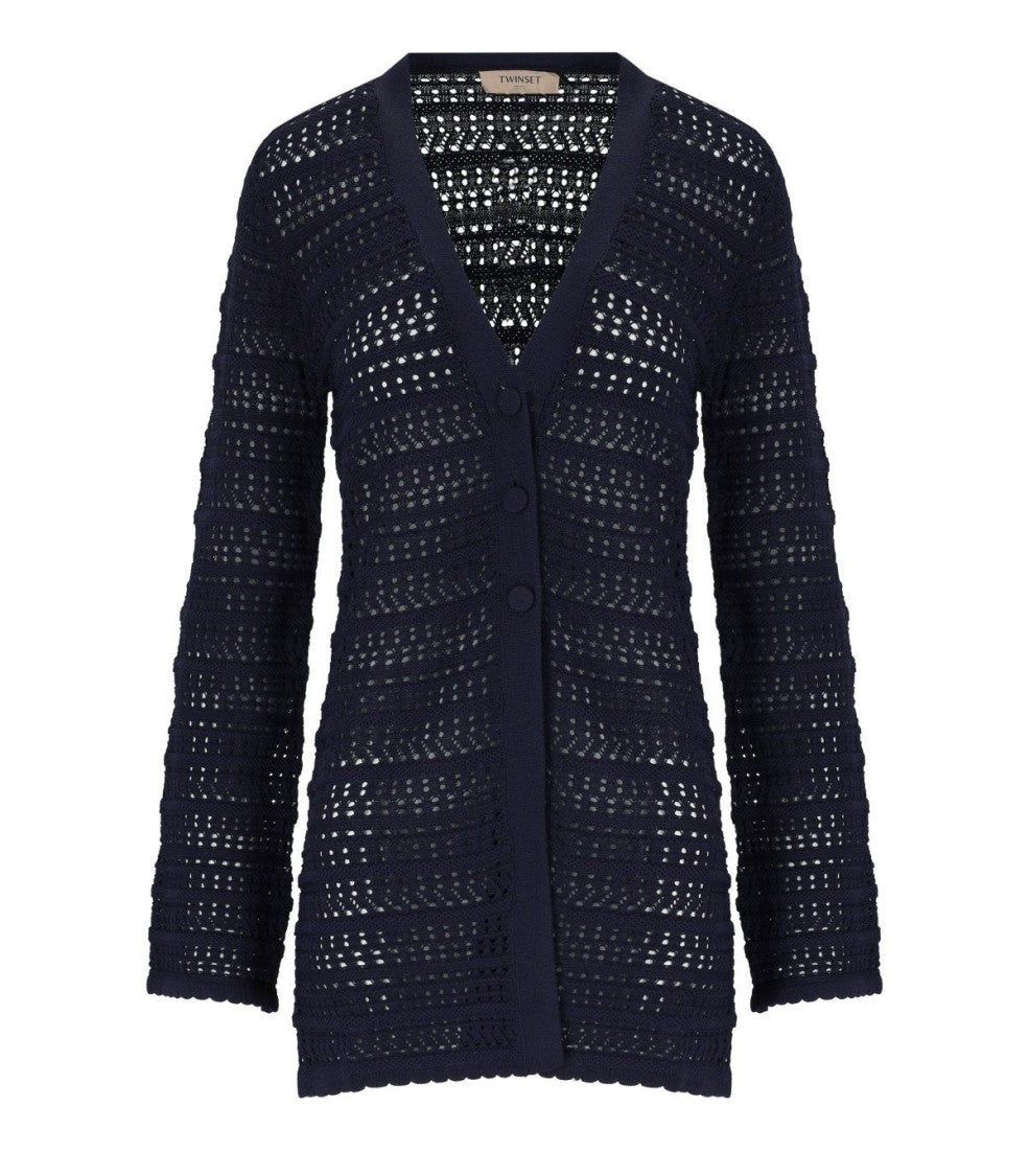 Twin-Set Blue Perforated Cardigan