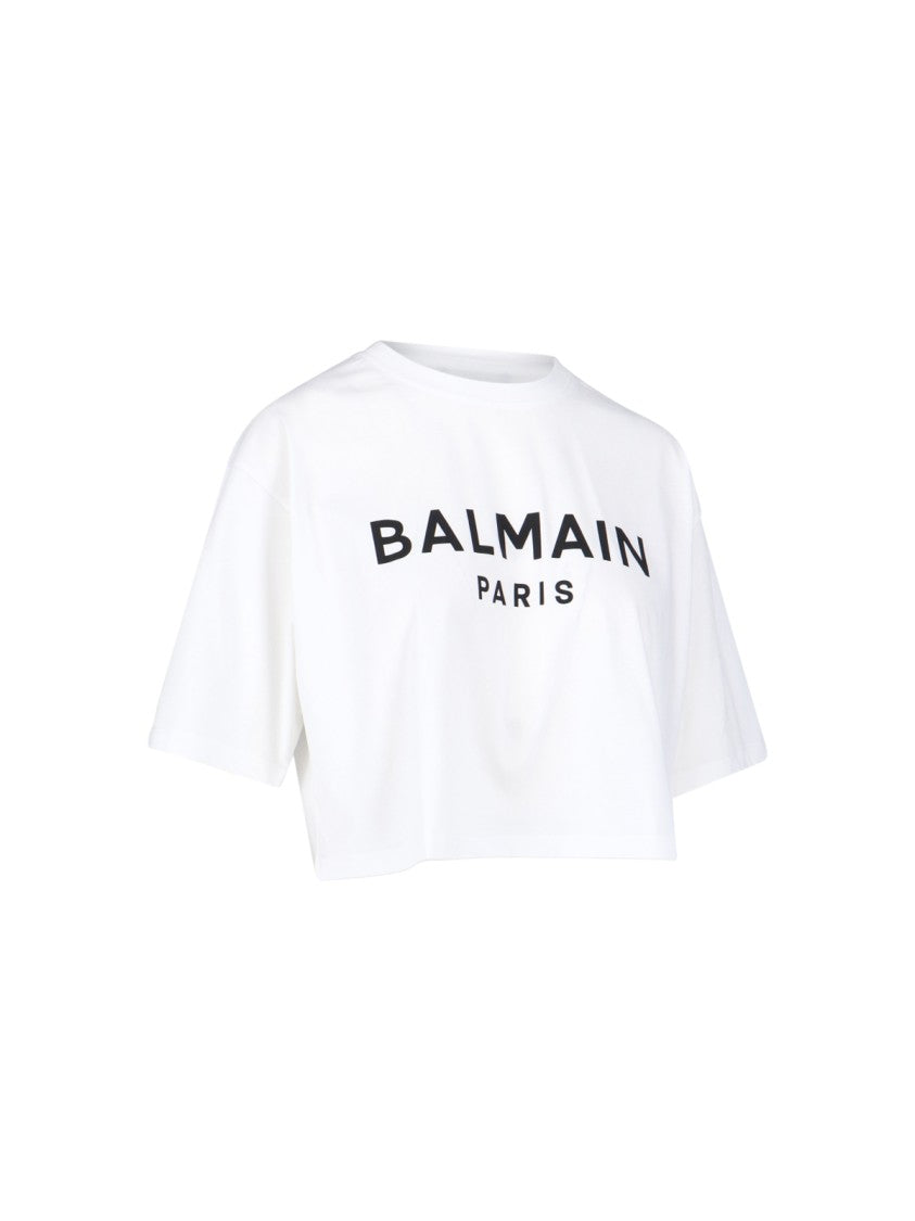Balmain Crop Logo T-Shirt – White