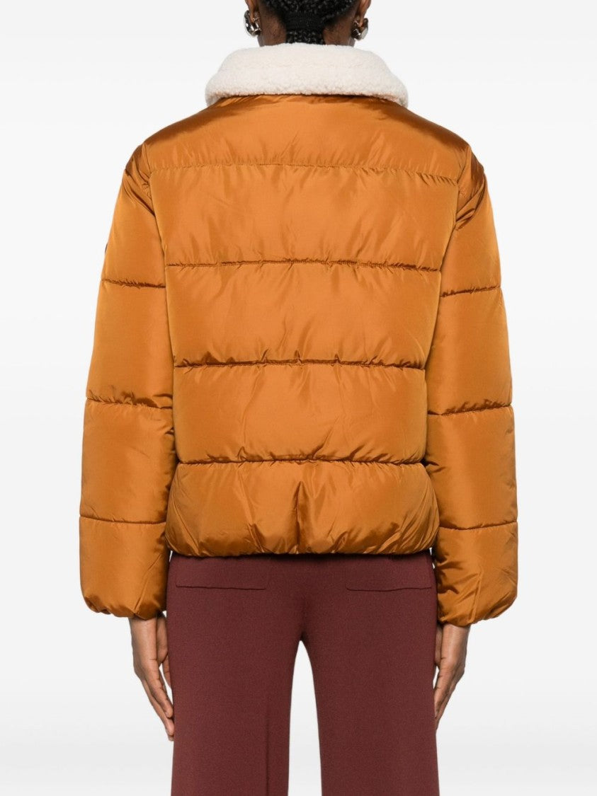 Save The Duck Cropped Puffer Jacket With Plush Shearling Collar