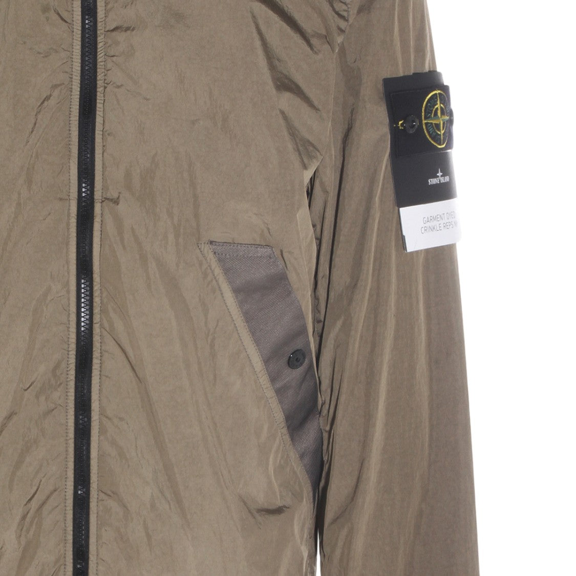 Stone Island Brown Lightweight Jacket With High Collar And Ribbed Cuffs