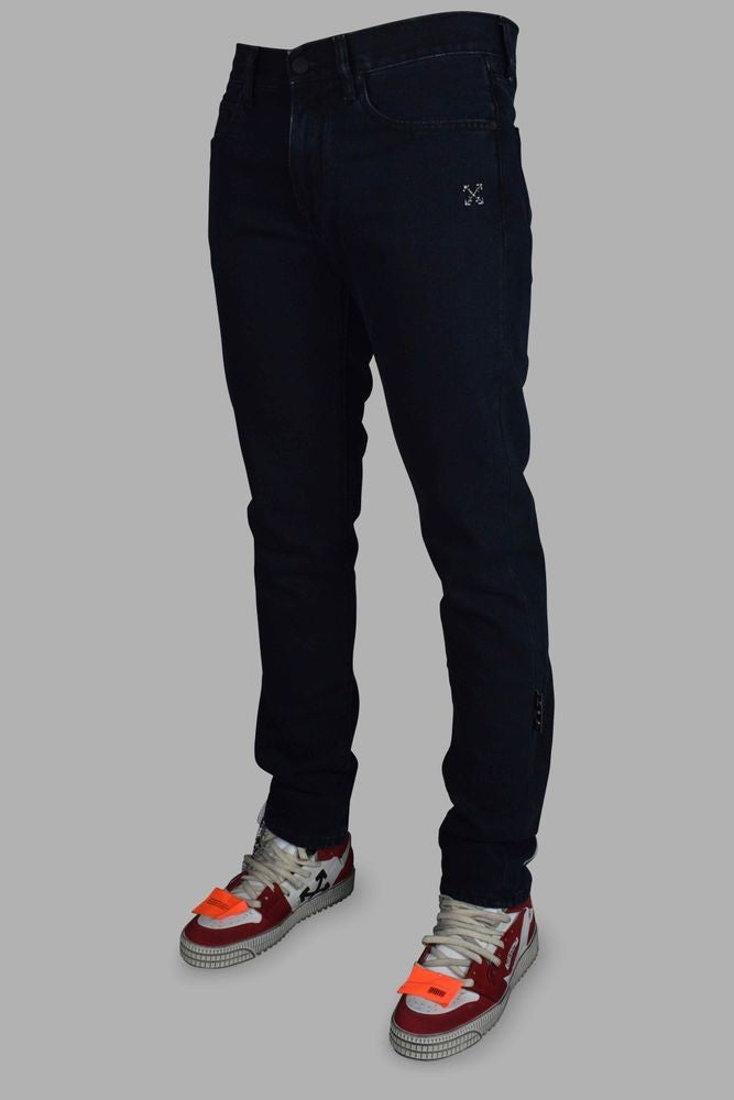 Off-White Slim Fit Black Denim With Iconic Arrows