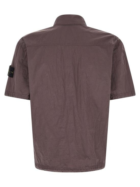 Stone Island Short-Sleeve Shirt With Zippered Pocket And Relaxed Fit
