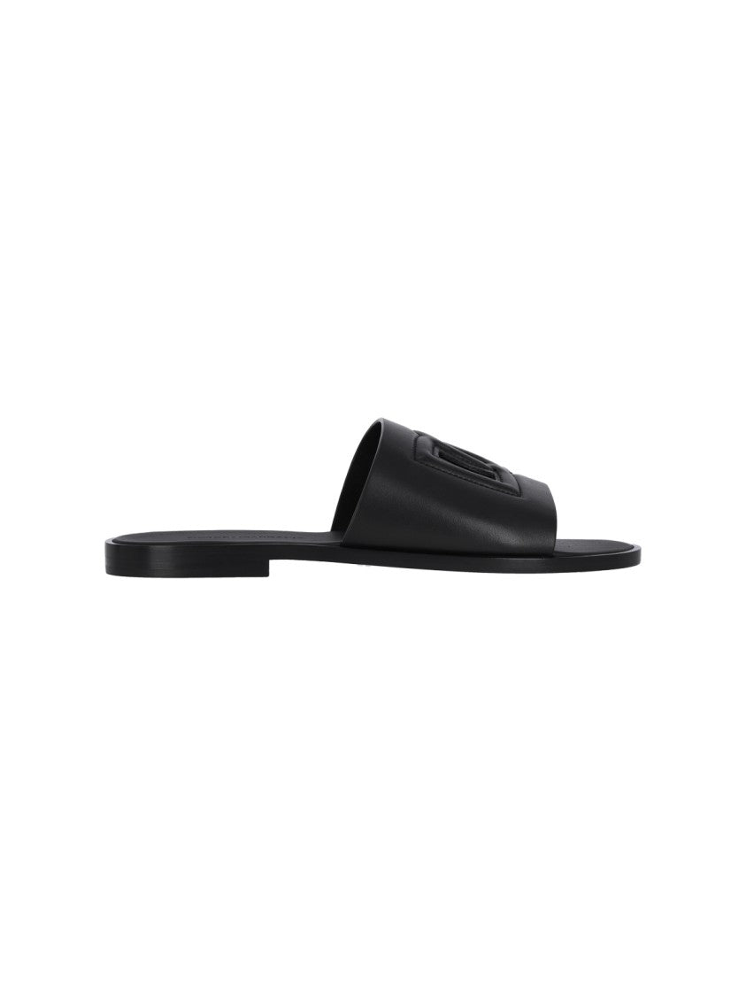 Dolce & Gabbana Logo Slide Sandals – Black