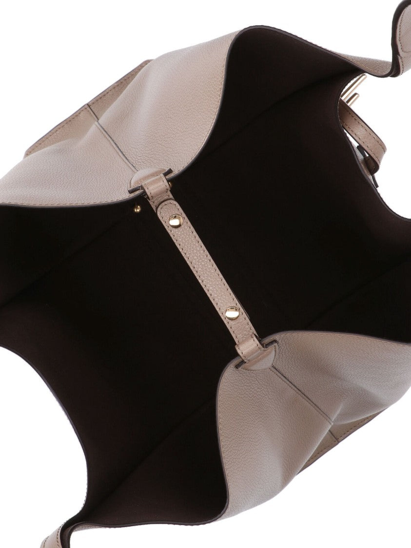 Tod's Tote Bag In Taupe Leather With Adjustable Strap