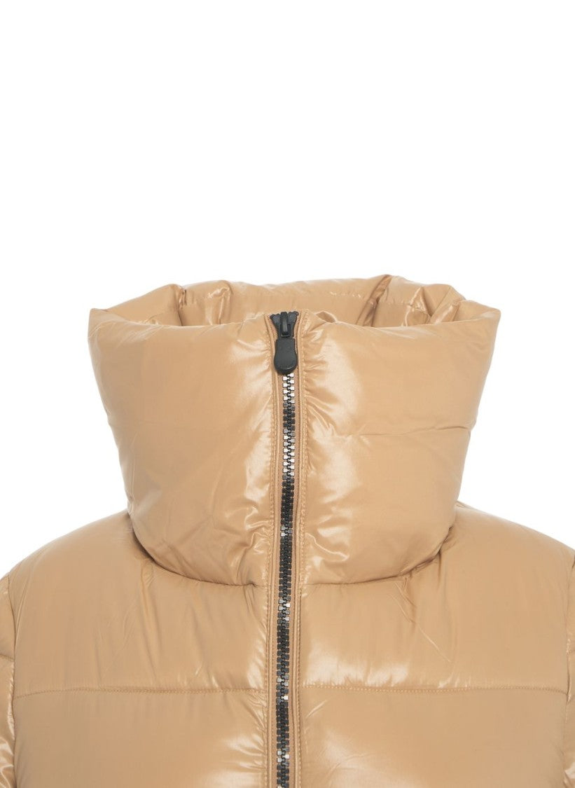 Save The Duck High-Collar Quilted Puffer Jacket With Glossy Finish
