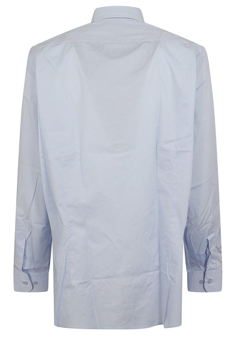 Etro Pegasus-Embroidered Blue Cotton Poplin Shirt