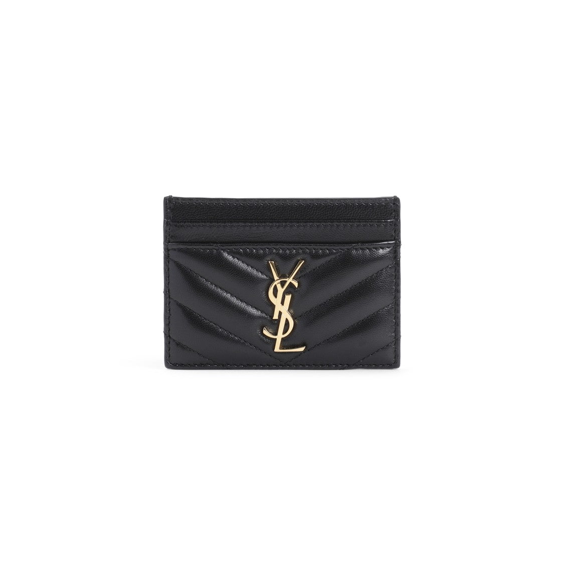Saint Laurent Chevron-Quilted Black Calf Leather Wallet