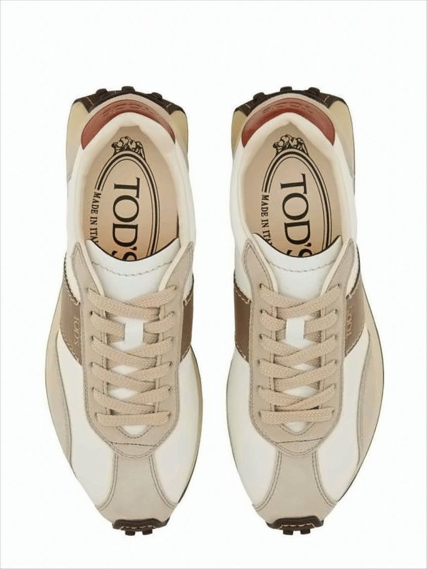 Tod's Lace-Up Sneakers With Smooth Leather And Suede Panels