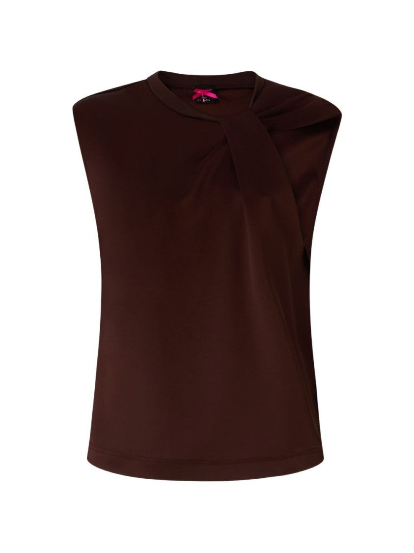 Pinko Asymmetric Knotted Front Satin Blouse