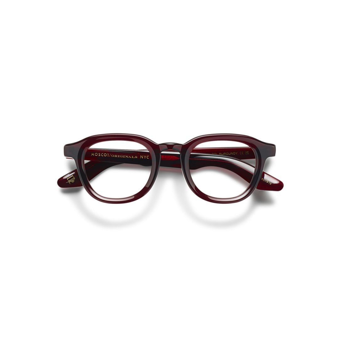 Moscot Or-Dah-O Dahven Deep Burgundy Acetate Eyeglasses With Keyhole Bridge