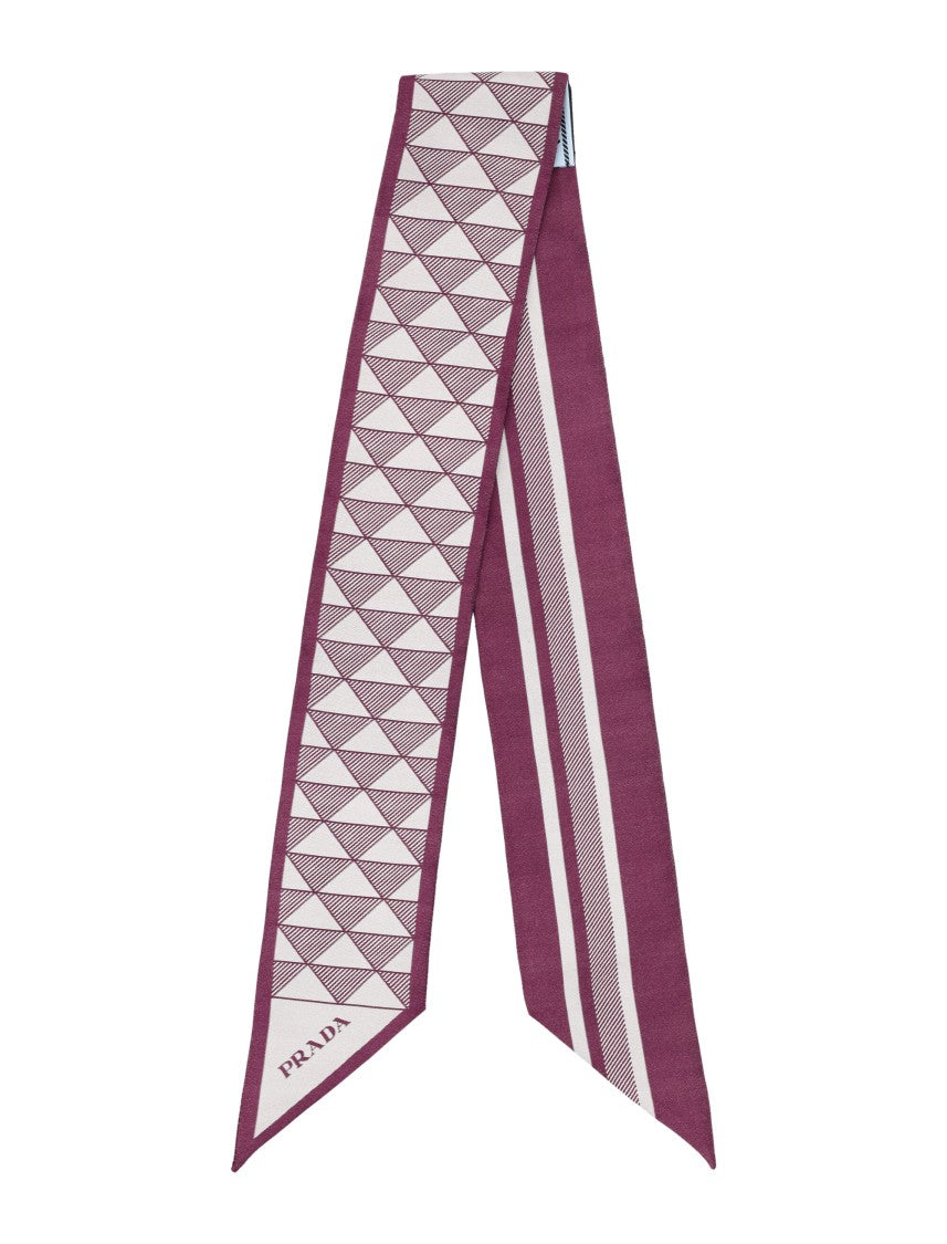 Prada Symbole Print Silk Skinny Scarf