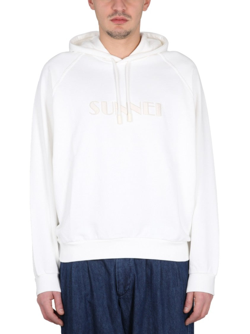 Sunnei White Drawstring Hood Sweatshirt