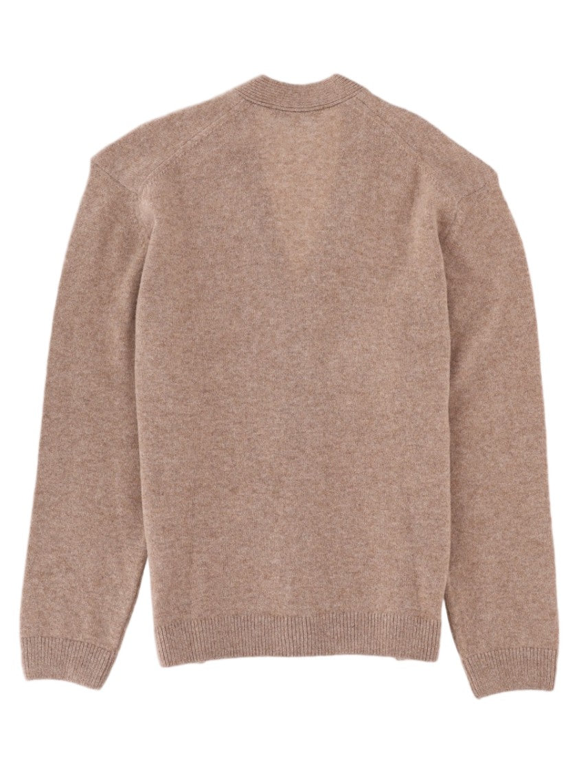 Maison Kitsuné Fox Head V-Neck Emblem Wool Cardigan