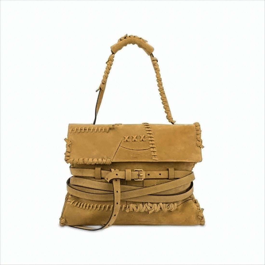 Moschino Artisanal Tan Calf Leather Moschino Shoulder Bag