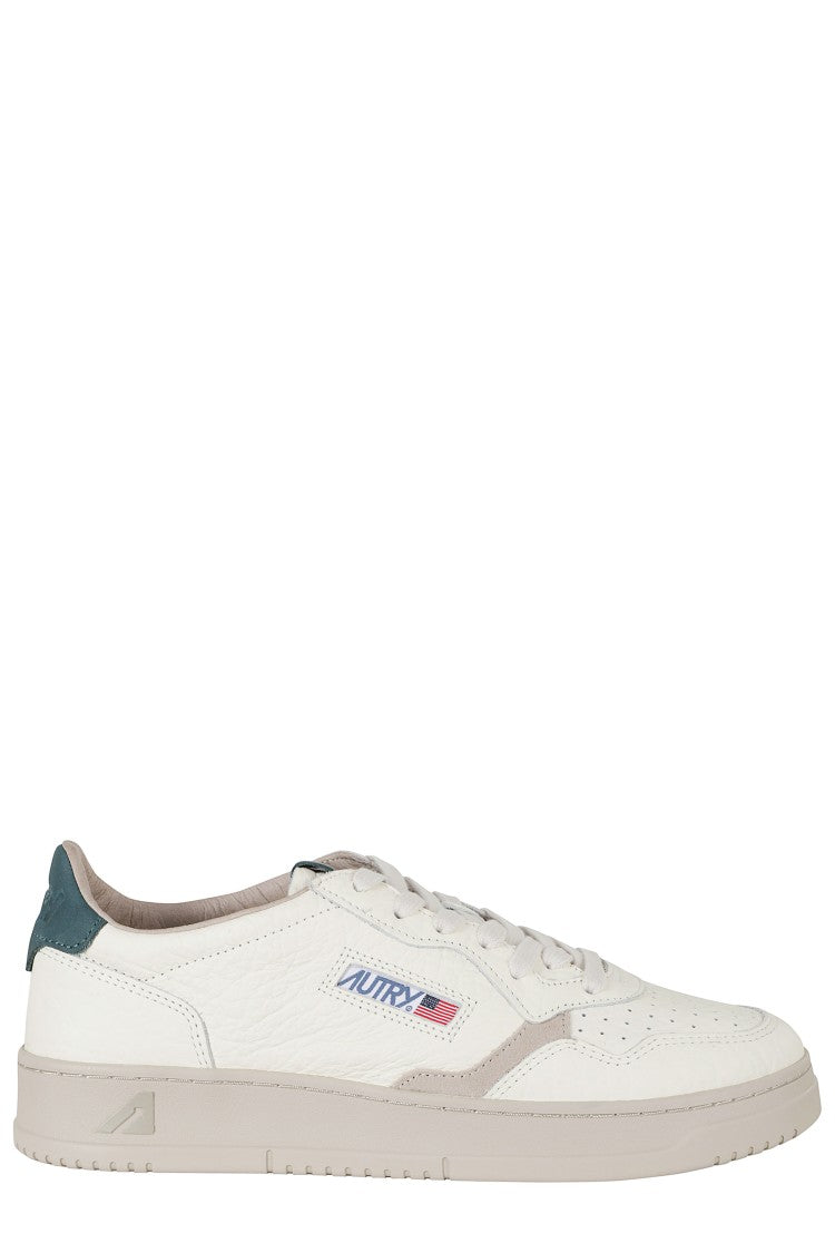 Autry Cream Green Medalist Low Leather Sneakers