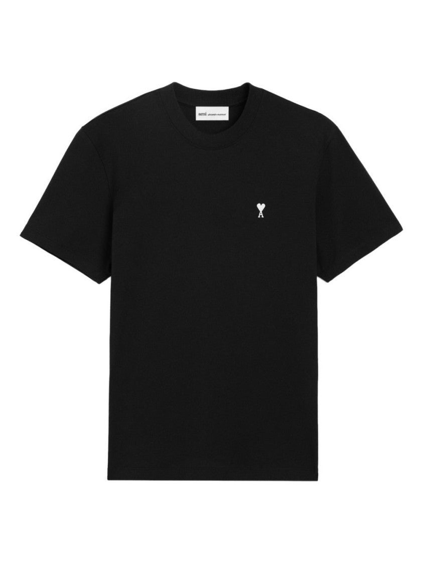 Ami Paris Embroidered Logo Black Crew Neck T-Shirt