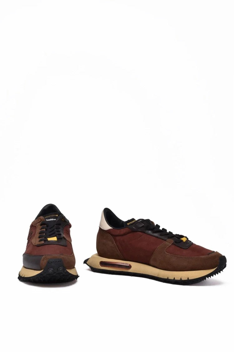 Be Positive Leather/Polyester Sneakers - Brown/Bordeaux