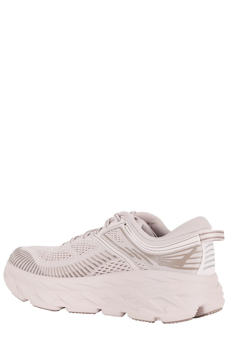 Hoka Beige Bondi 7 Mesh Rubber Sneakers