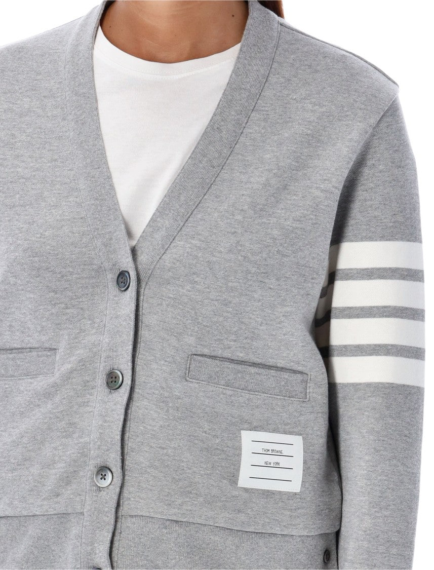 Thom Browne Contemporary Jersey Cardigan With Signature 4-Bar Stripe