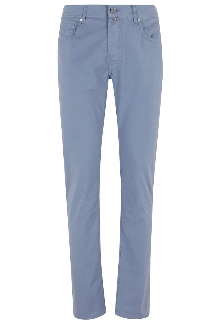 Jacob Cohen Light Blue Slim Bard Five-Pocket Cotton-Blend Pants