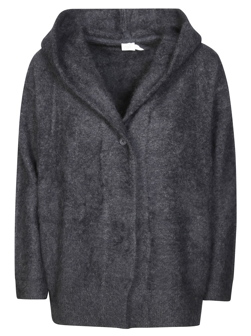 Ctplage Open-Front Grey Cardigan With Hood