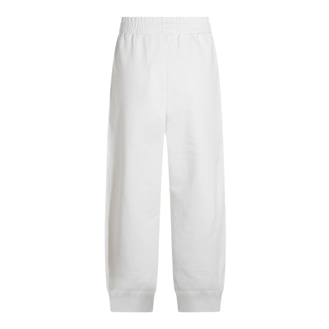 Mm6 By Maison Margiela Relaxed Fit White Trousers With Ribbed Cuffs