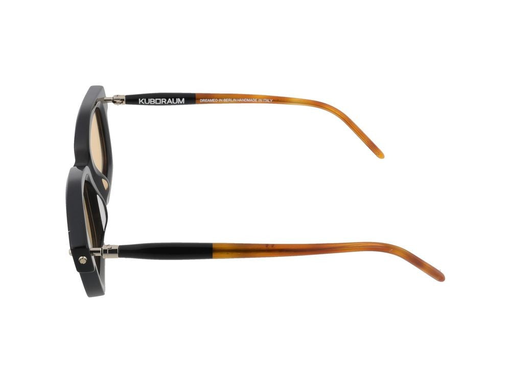 Kuboraum Angular Black Amber-Tinted Lens Sunglasses