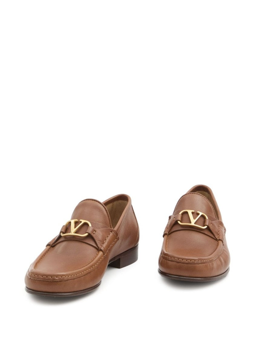 Valentino Garavani Premium Leather Loafers With Gold-Tone Emblem