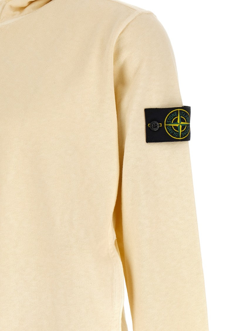 Stone Island Flamed-Effect Malfilé Cotton Hoodie With Logo Badge
