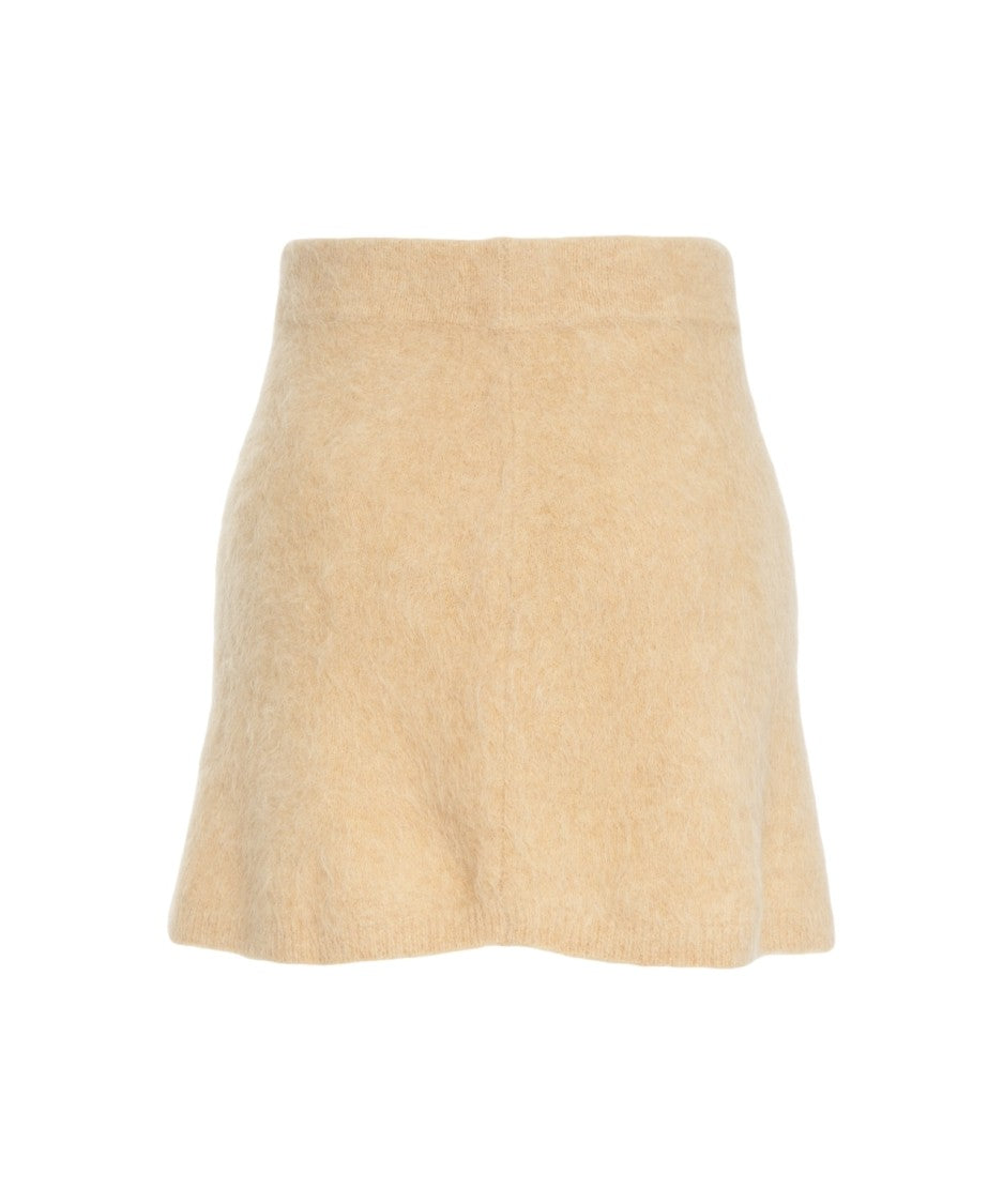Soft Goat Alpaca Wool Blend Mini Skirt With High-Waisted Silhouette