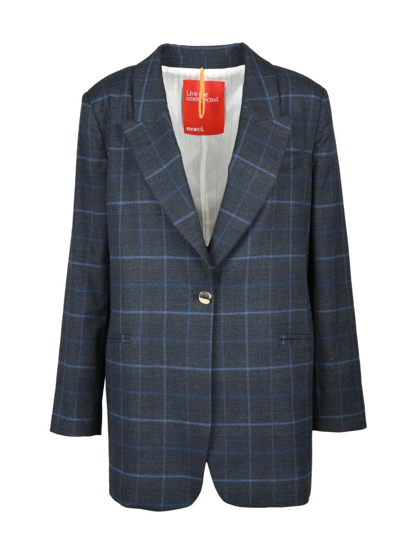 ..,Merci Blue Long Rounded Jacket
