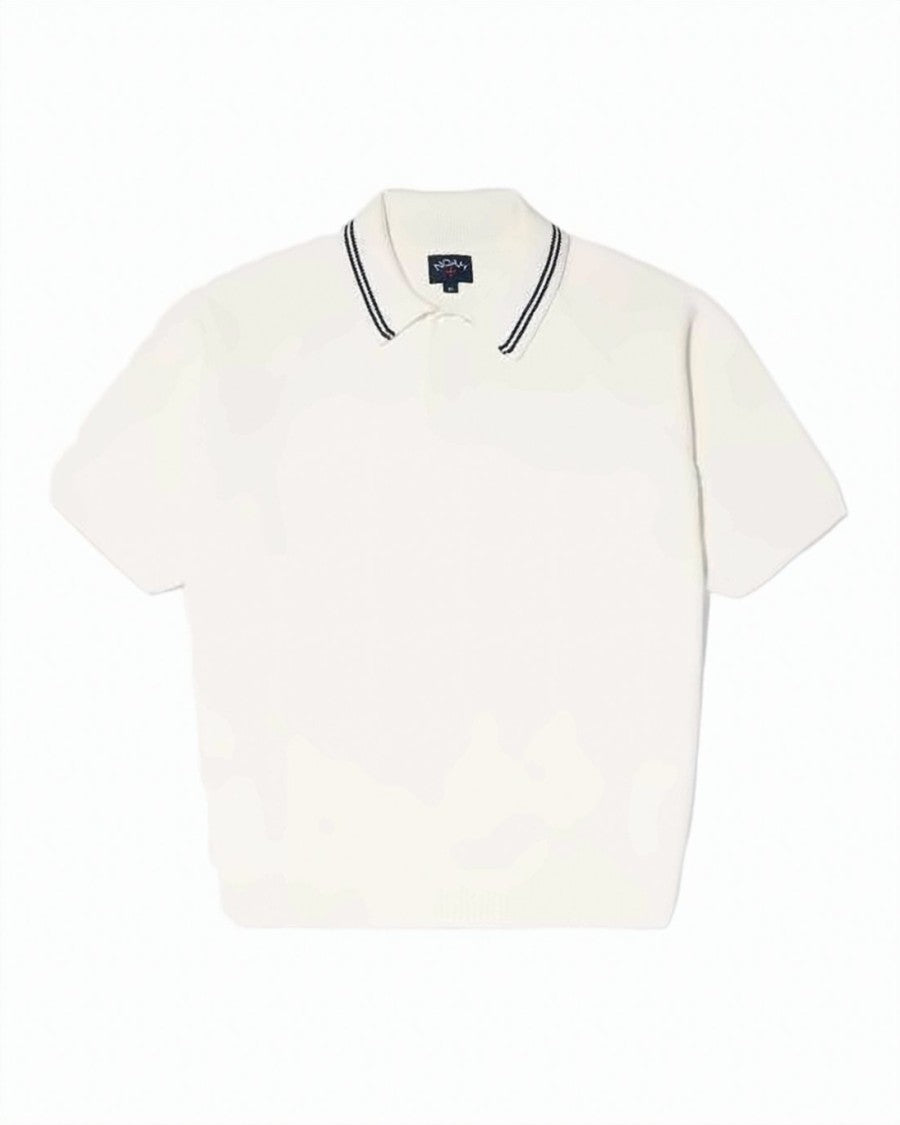 Noah Short-Sleeved Sweater With Polo Collar And Double Stripe Detail