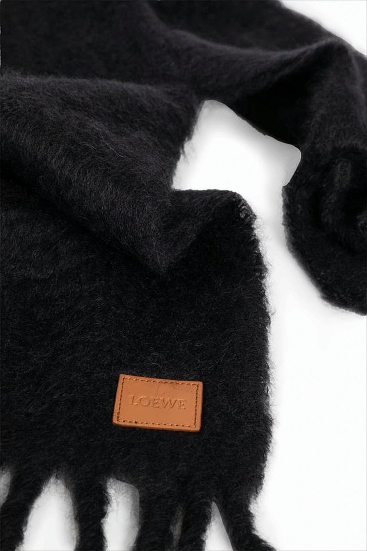 Loewe Textured Black Mohair And Wool Blend Scarf