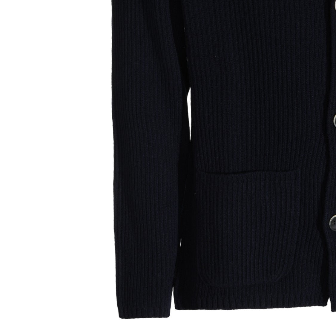 Altea Blazer Collar Three-Button Ribbed Knit Sweater