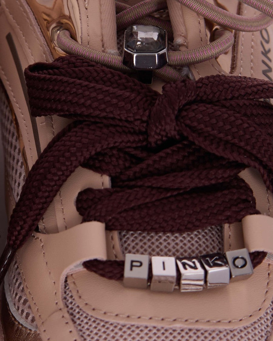 Pinko Nude Tonal Sneakers With Metallic Charms