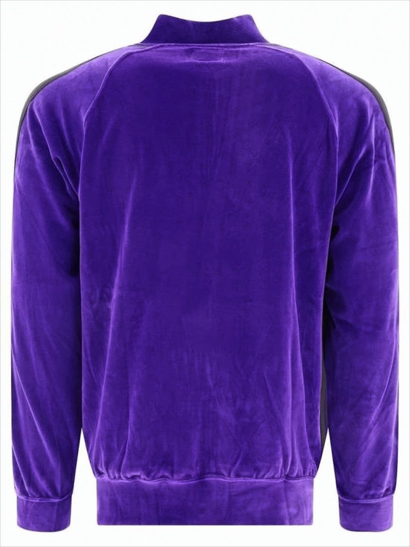 Needles Purple Velour Bomber Jacket With Ribbed Details