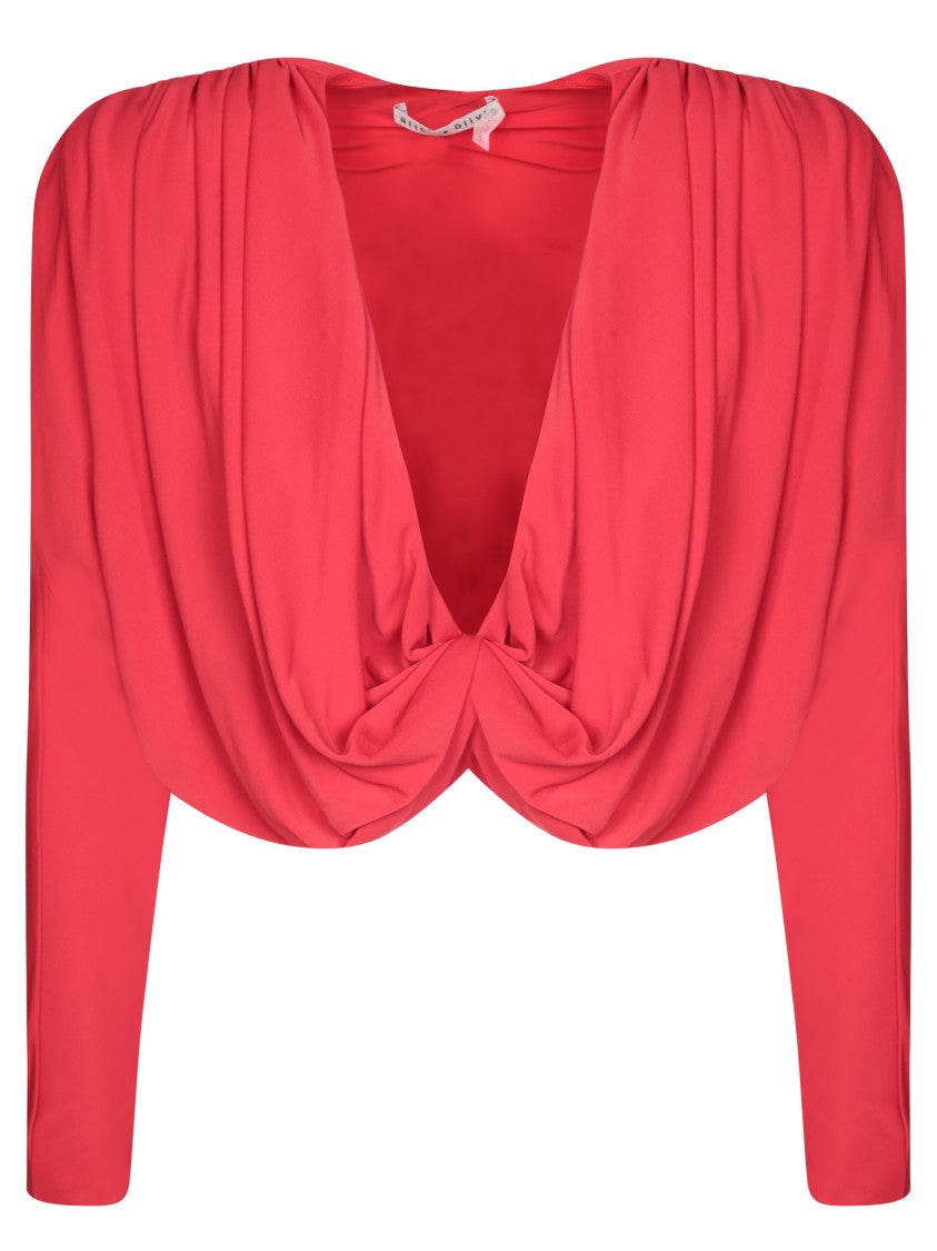 Alice + Olivia Red Cropped Blouse
