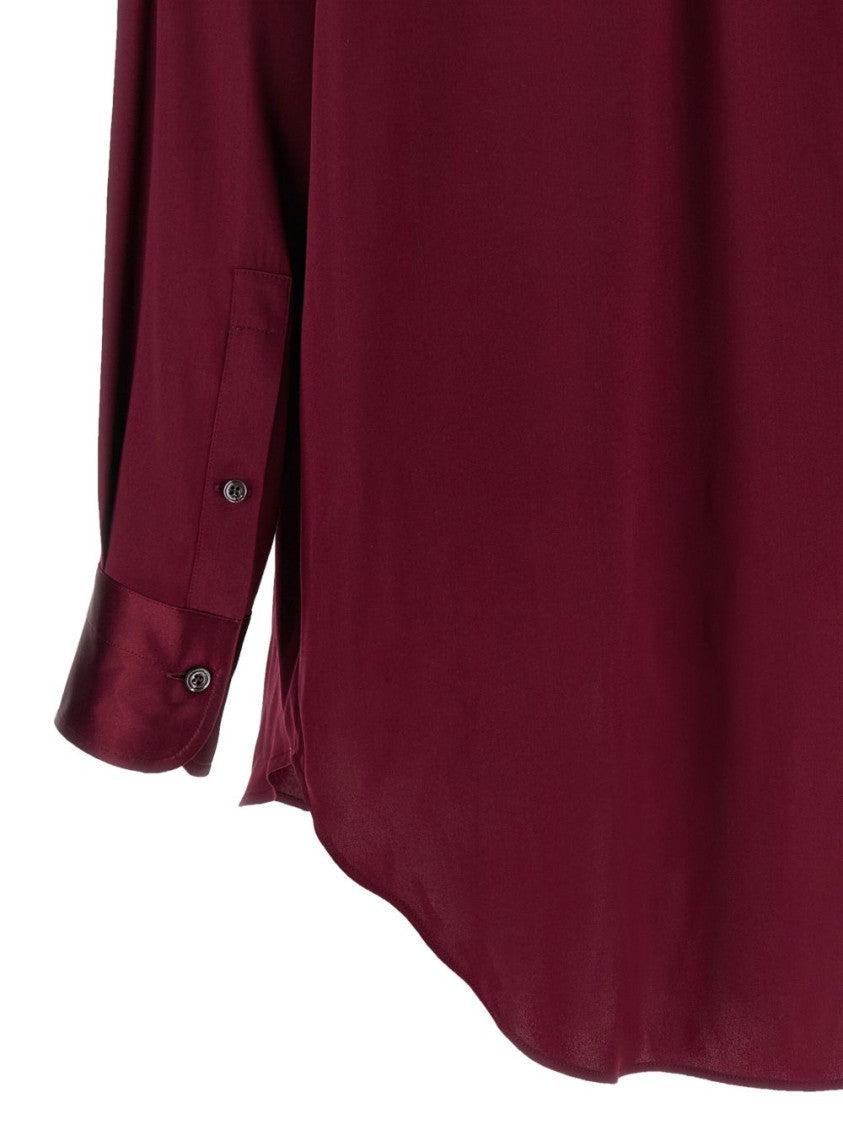 Tom Ford Burgundy Long-Sleeve Shirt With Button-Cuffed Sleeves