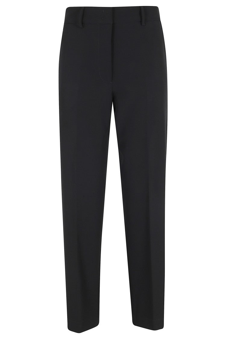 Seventy Black Sartorial Belt-Loops Polyester Straight-Leg Pants