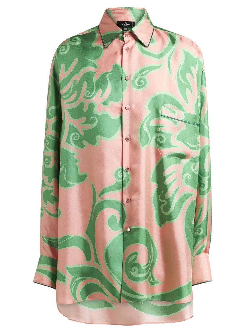Etro Silk-Blend Abstract Print Shirt