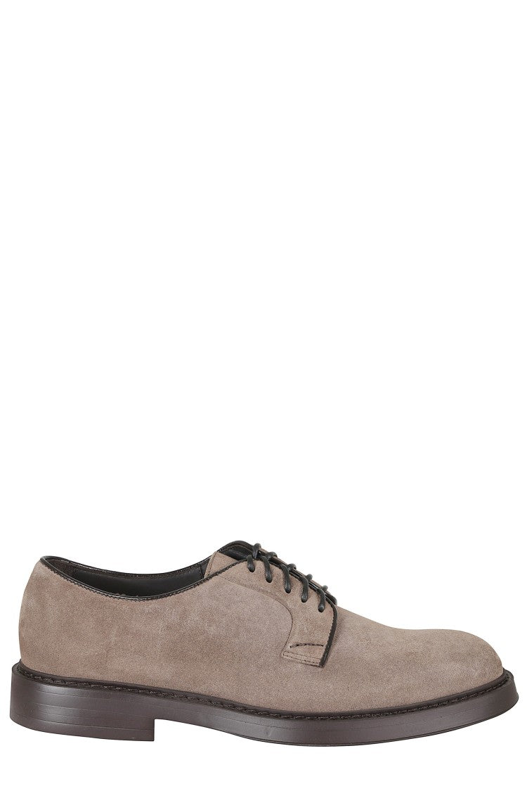 Doucal's Creta Rounded-Toe Suede Derby Shoes