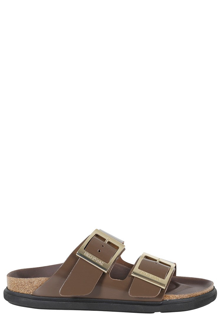 Birkenstock Brown Arizona Db Adjustable-Buckle Patent Leather Sandals