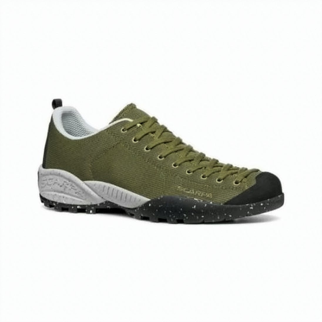Scarpa Textured Olive Green Low-Top Sneaker With Speckled Outsole
