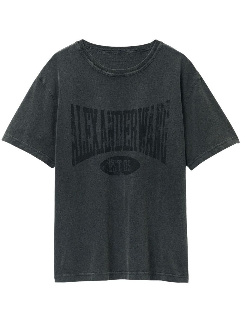 Alexander Wang Black Cotton T-Shirt With Contemporary Graphic Print