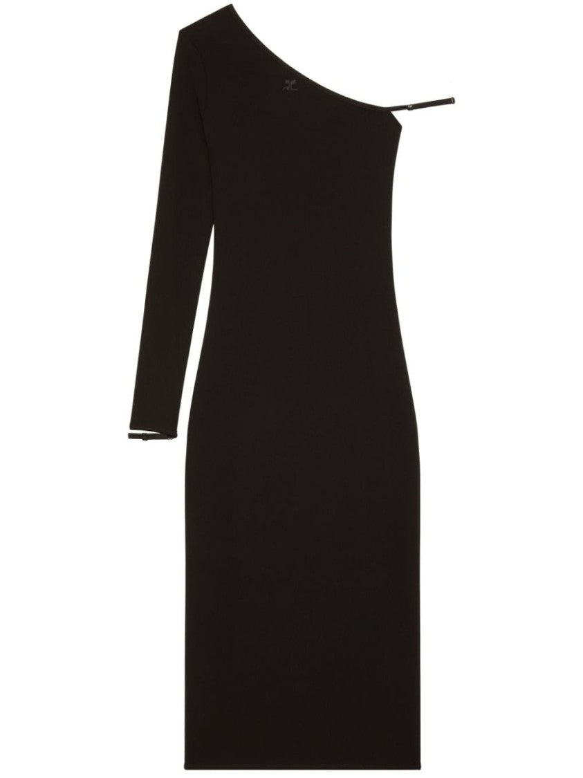 Courrèges Asymmetrical Off-Shoulder Midi Dress