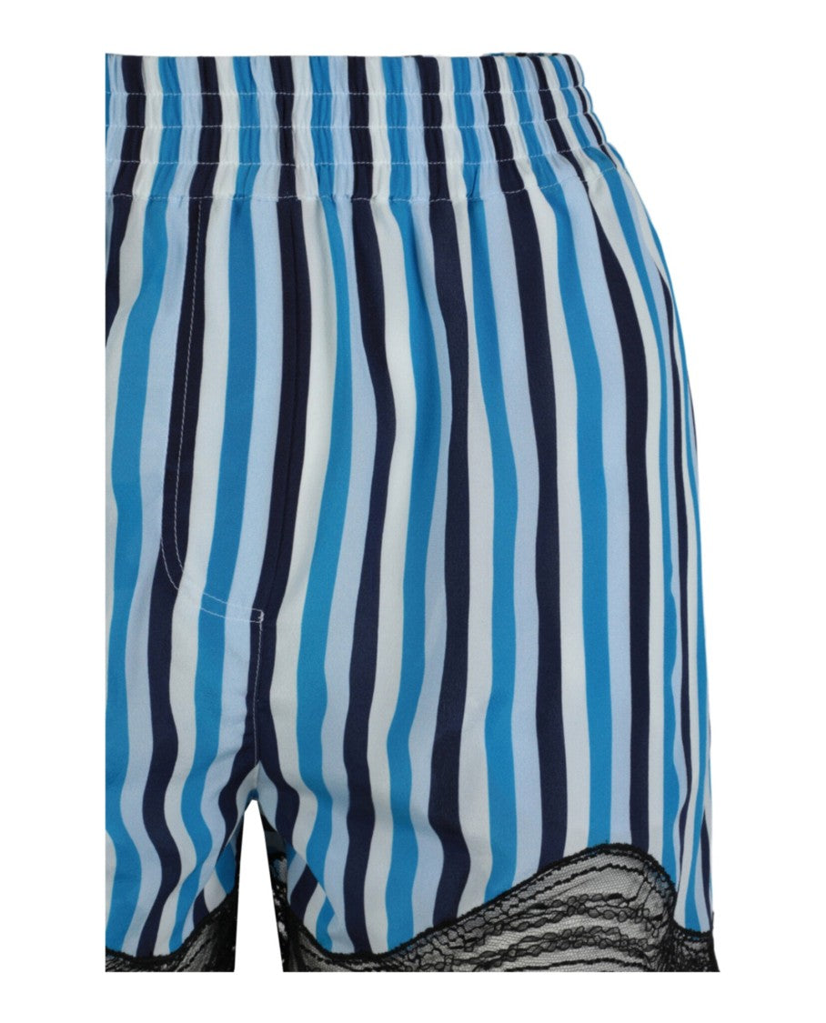 Burberry Lace-Trim Stripe Silk Shorts
